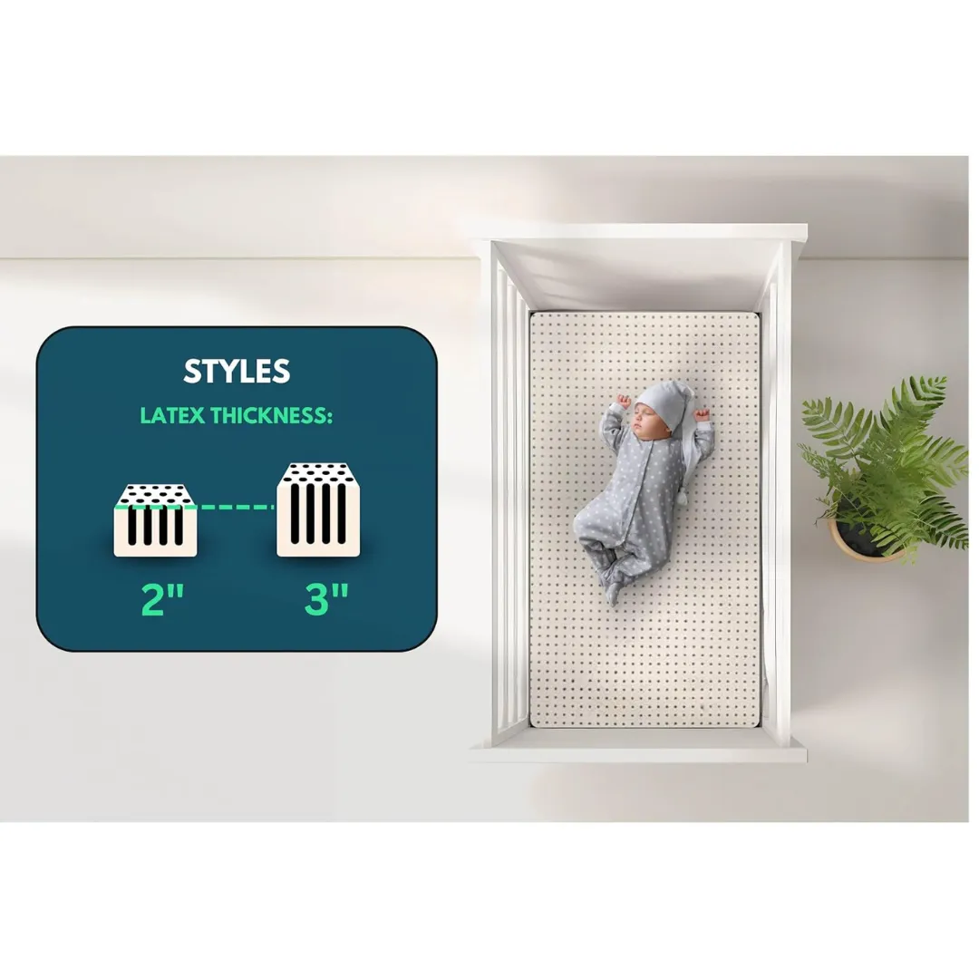 3” Inch Organic Latex Crib Mattress Topper for Baby with Australian Wool Cover [GOLS CERTIFIED]