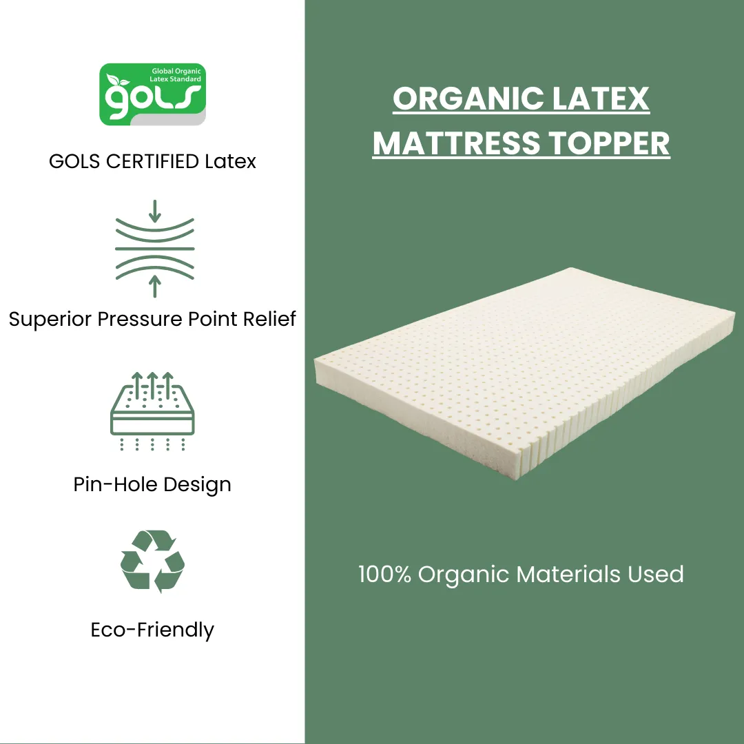3” Inch Organic Latex Mattress Topper for Back Support [GOLS CERTIFIED]
