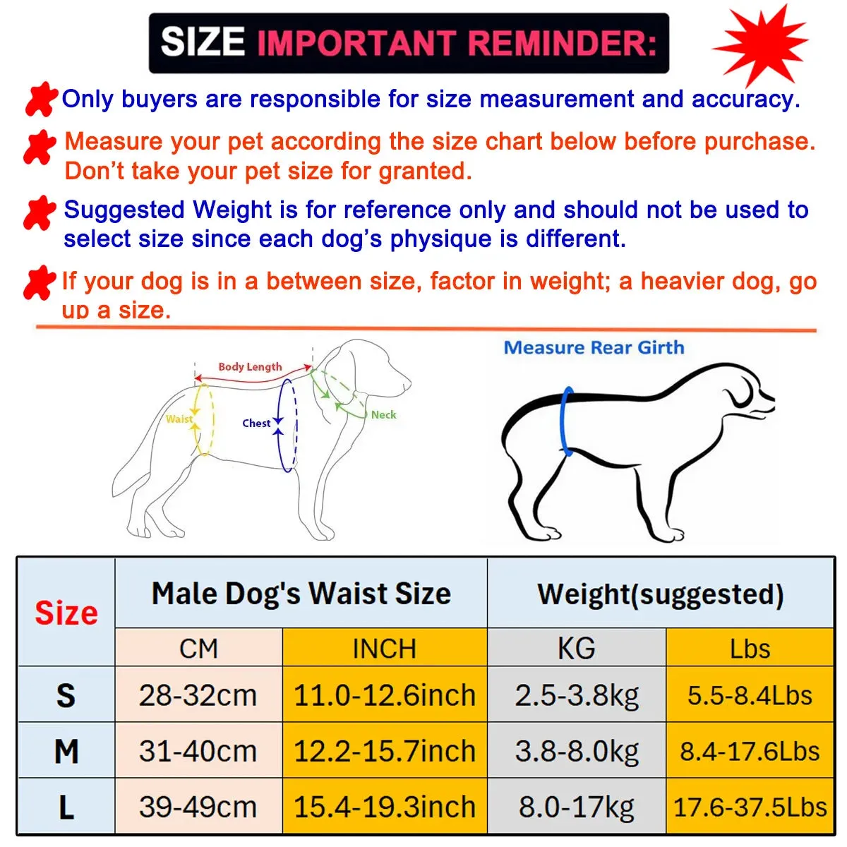 4 Pcs Leak-Proof and Reusable Male Dog Belly Bands