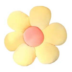 Anyhouz Plush Pillow Yellow Flower Shape Stuffed Soft Pillow Seat Cushion Room Decor 30-35cm