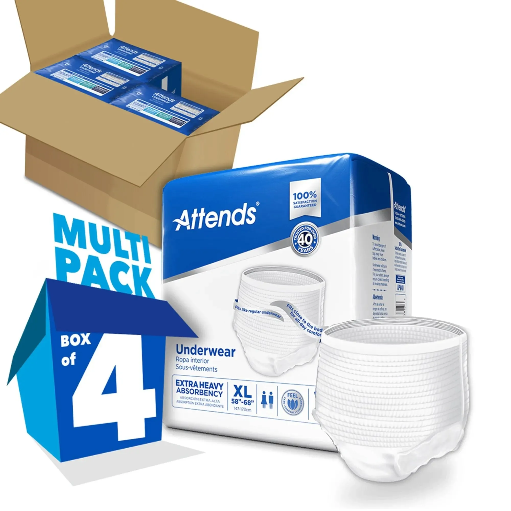 Attends® Care Adult Moderate Absorbent Underwear, X-Large, White