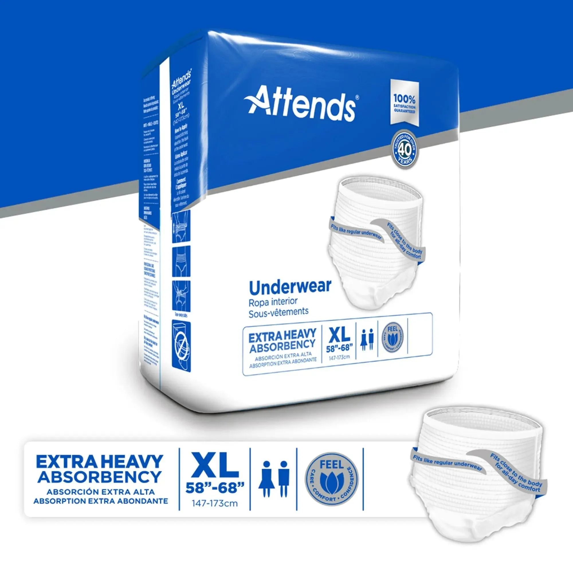 Attends® Care Adult Moderate Absorbent Underwear, X-Large, White