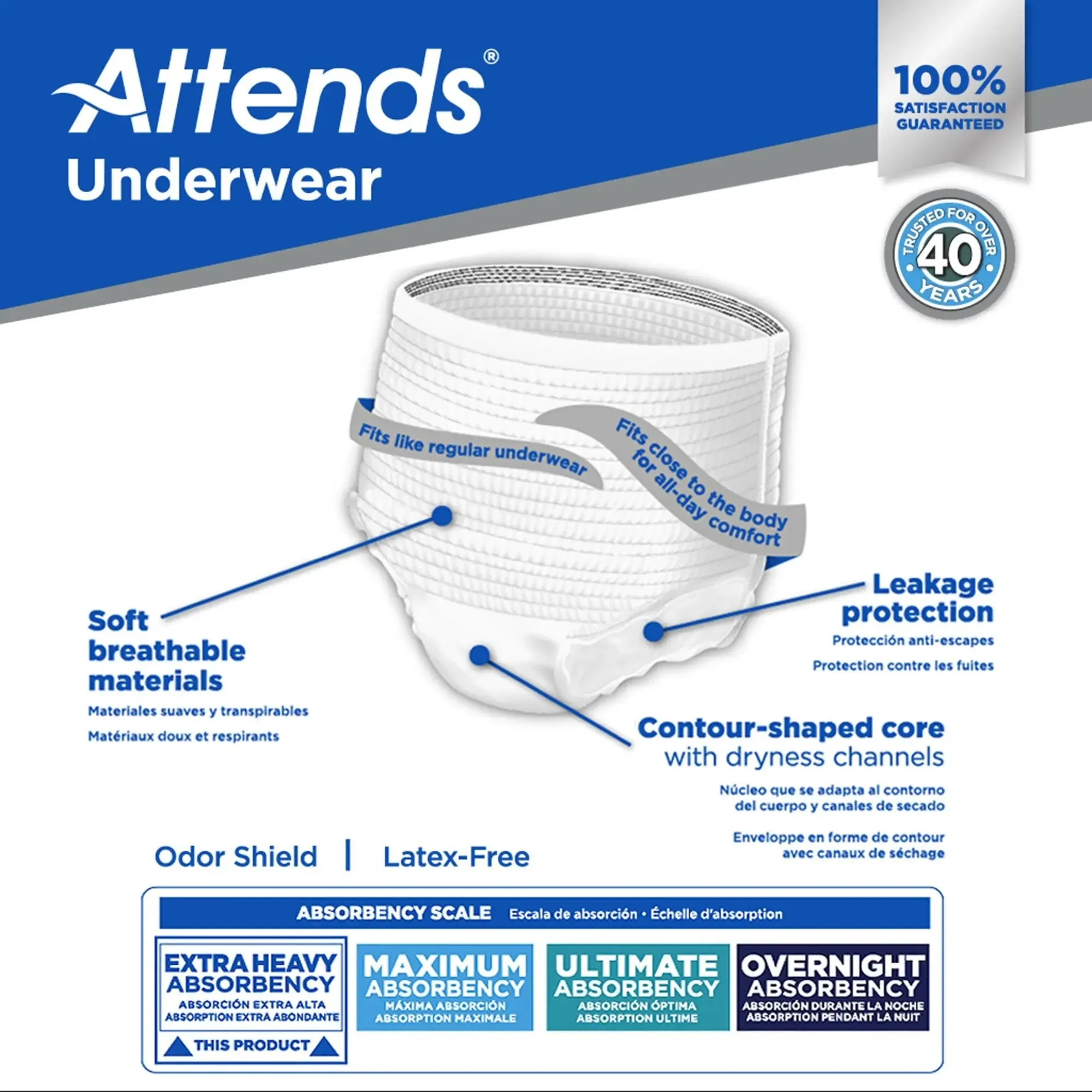 Attends® Care Adult Moderate Absorbent Underwear, X-Large, White