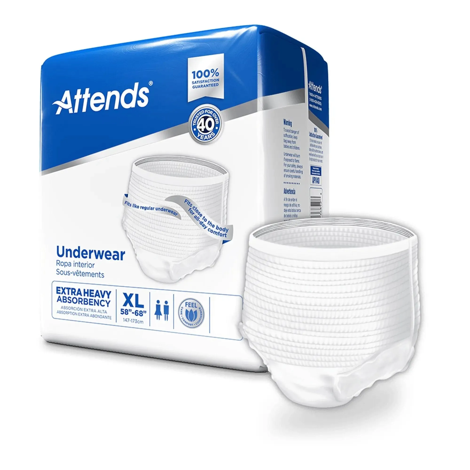 Attends® Care Adult Moderate Absorbent Underwear, X-Large, White