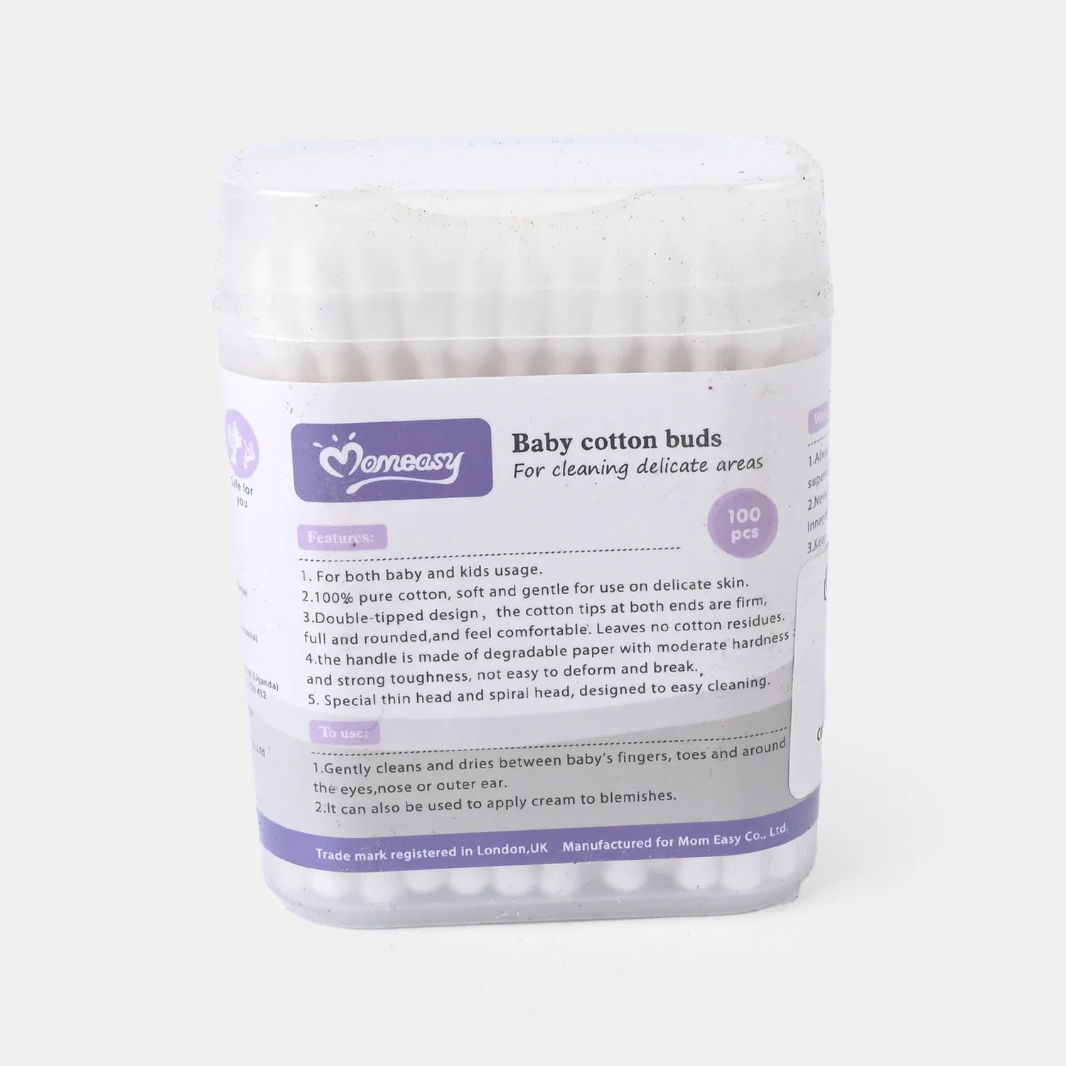 Cotton Buds 100Pcs– Safe & Gentle For Babies & Kids