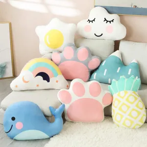 Crazyify Set of 8 Cartoon Shape Printed Pillow For Kids| Boys |Girls - Velvet Pillow For Kids | Pillow For Children Room (Size-40Cm), Multicolor