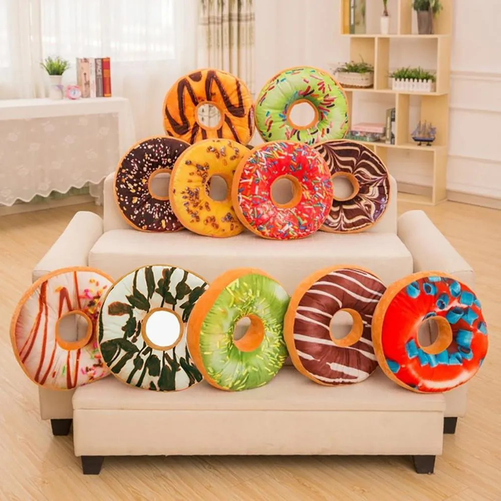 Delightful 12-Piece 3D Donut Plush Pillow Collection for Cozy Comfort