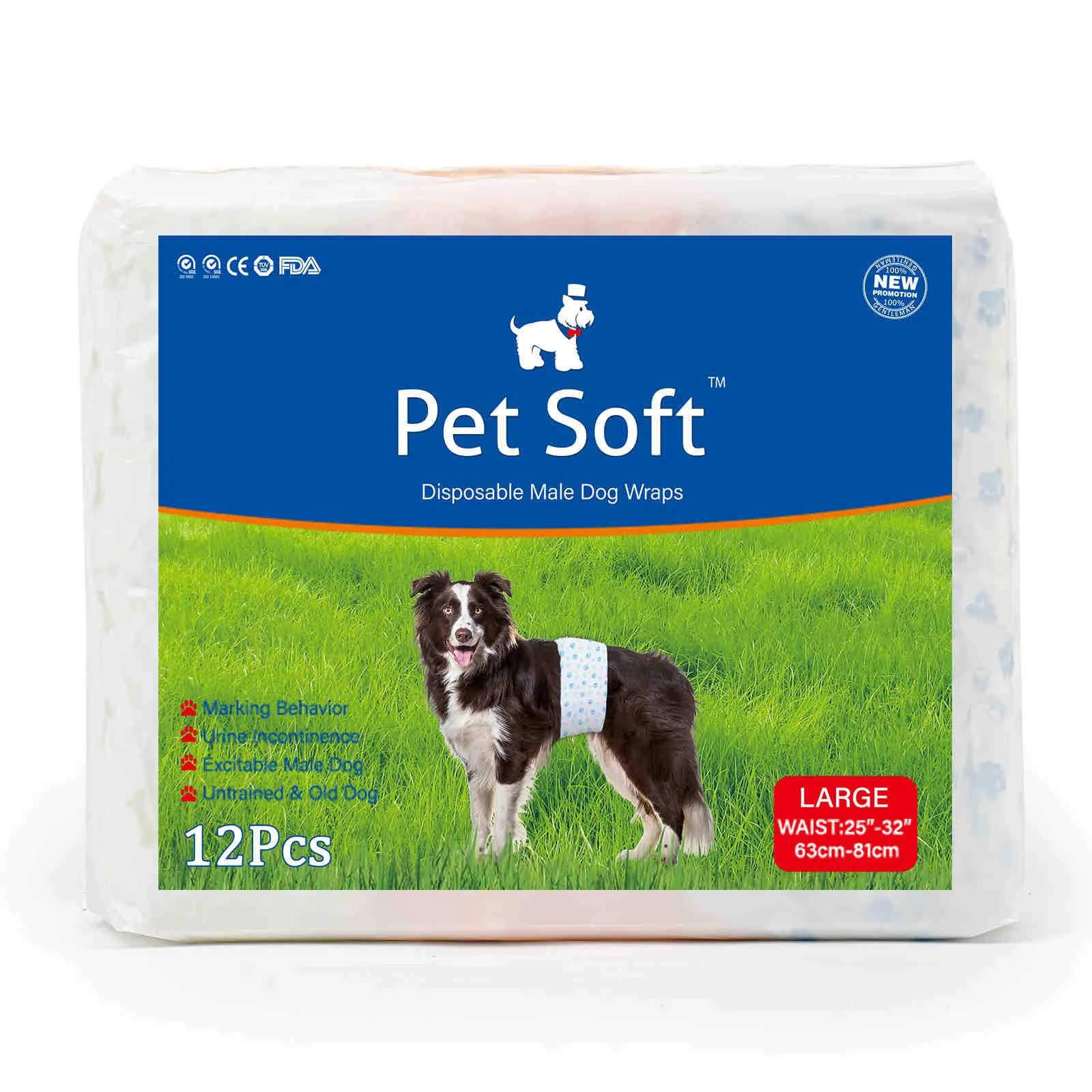 Disposable Male Dog Diapers, 12 Pcs/ Pack
