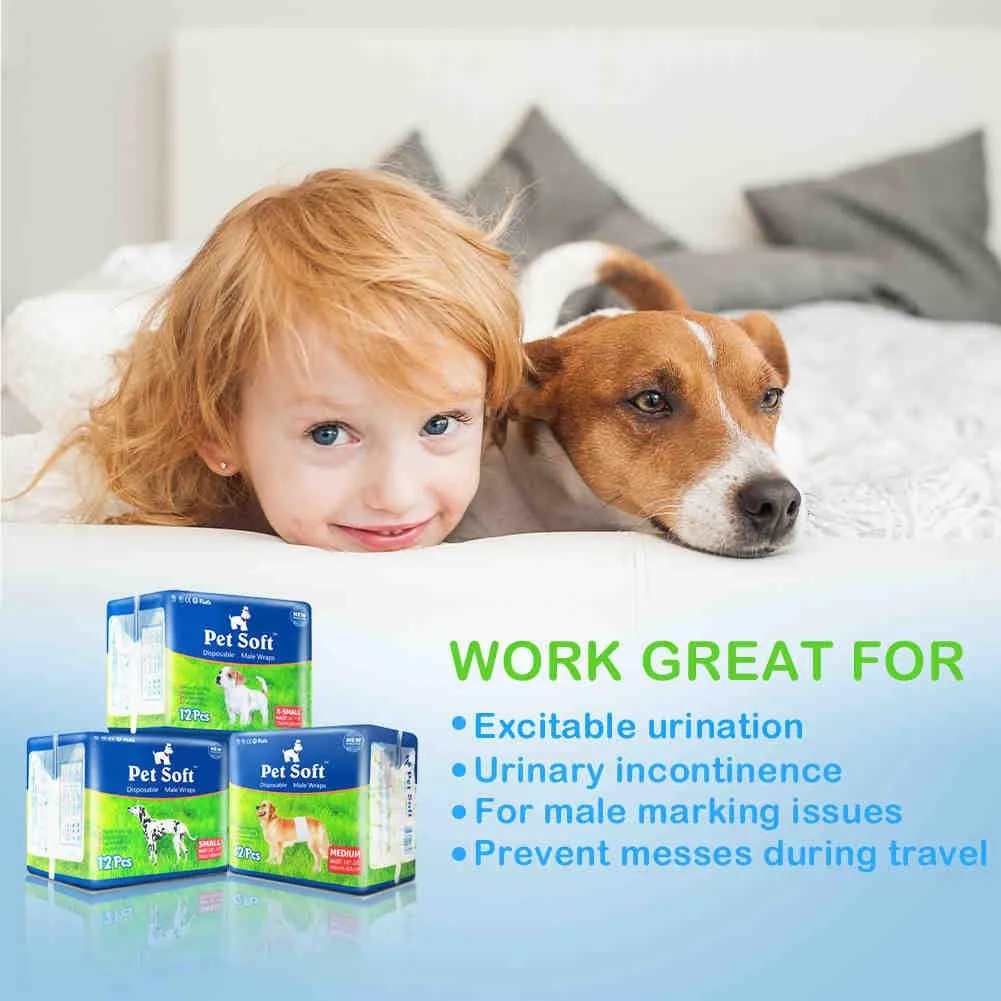 Disposable Male Dog Diapers, 12 Pcs/ Pack