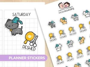 Kitty Deshedding Planner Stickers