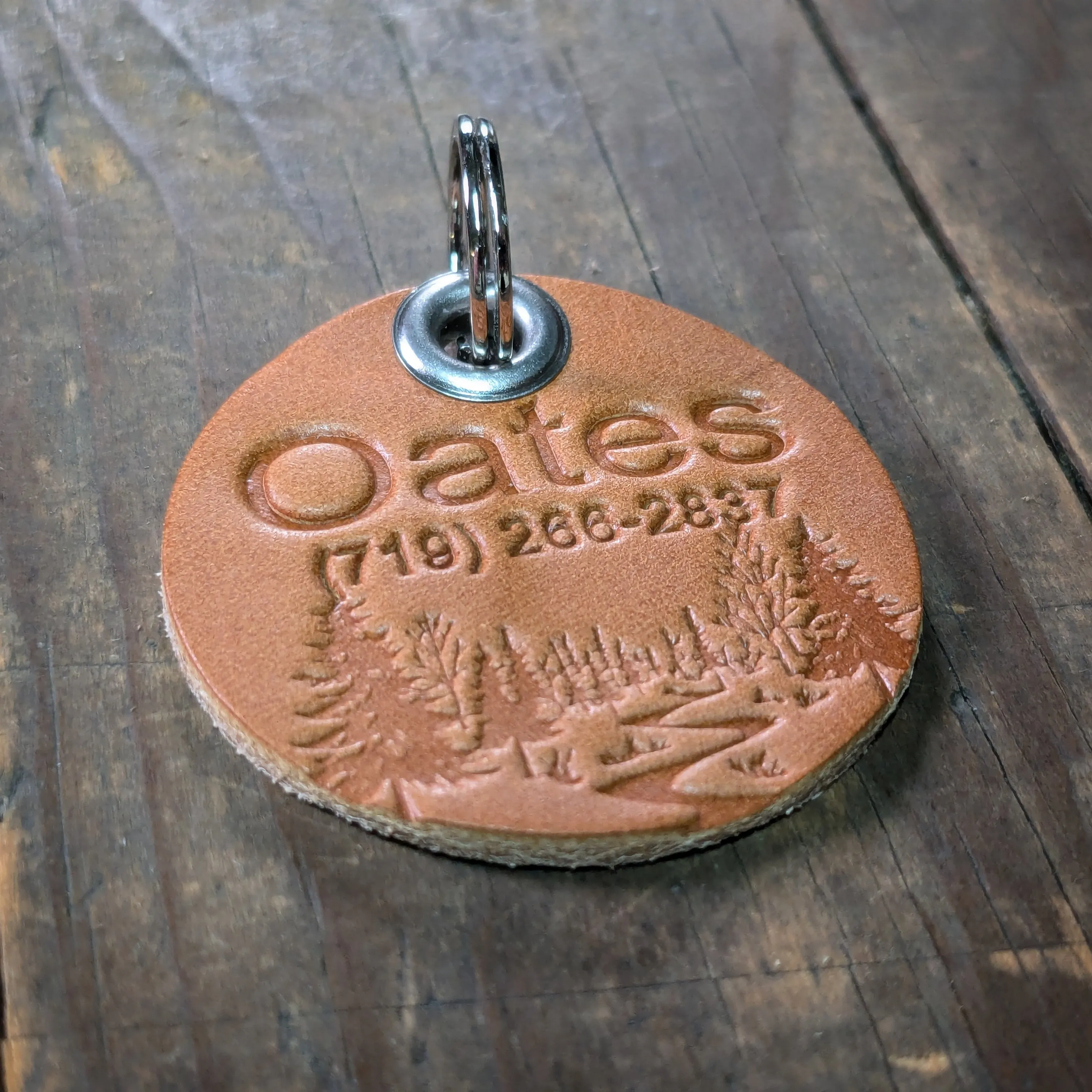 Leather Pet ID Tag, Quiet ID Tag for Dogs - Woodland