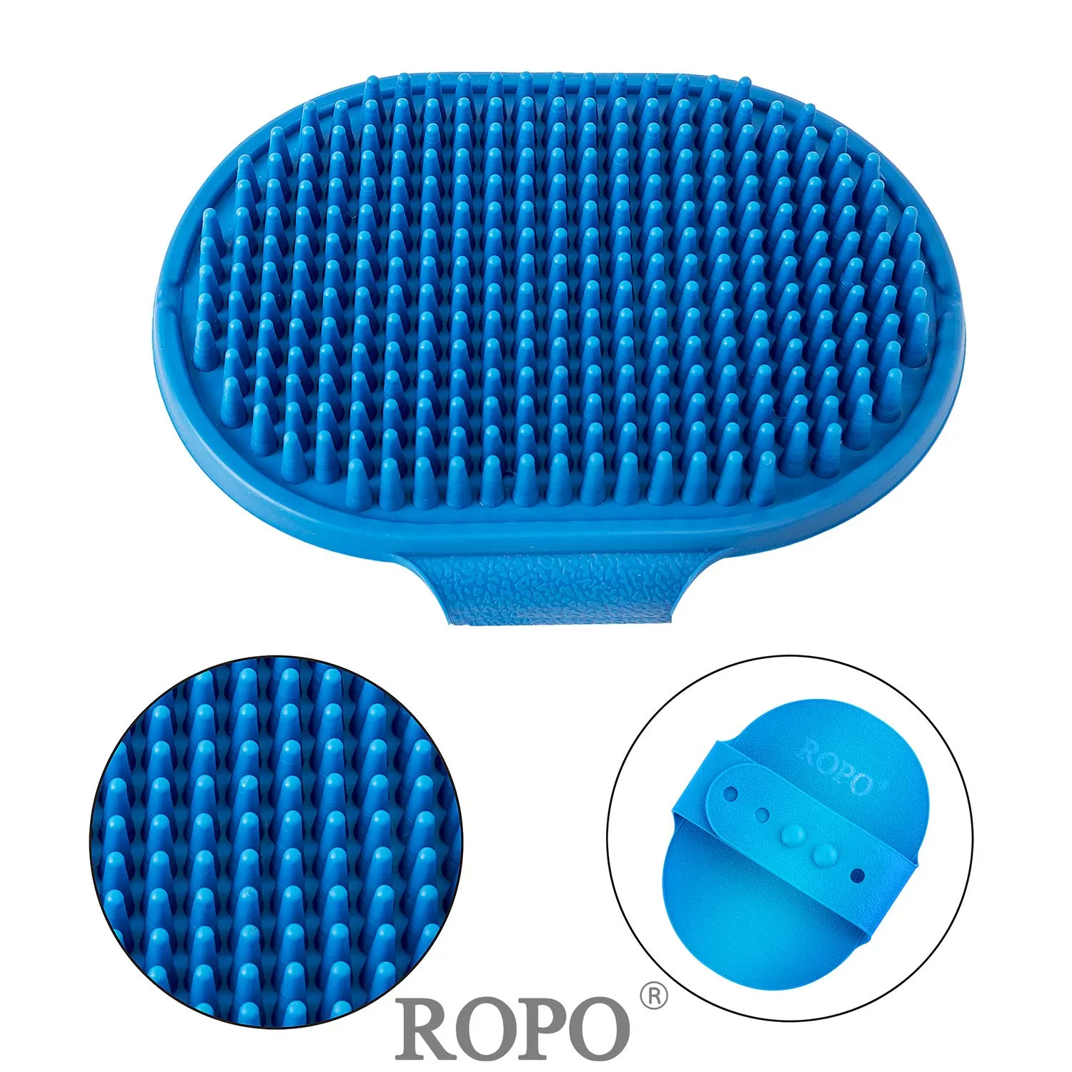 NEW ROPO Dog Grooming Brush, Pet Shampoo Bath Brush Soothing Massage Rubber Comb with Adjustable Ring Handle for Long Short Haired Dogs and Cats 2pcs