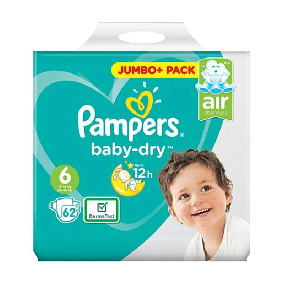 Pampers Baby Dry Diaper Size 6 - 62's (Jumbo Carry Packs)
