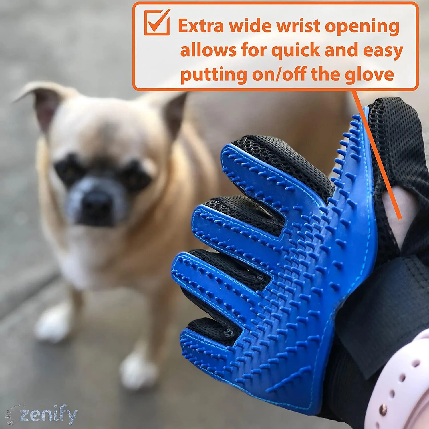 Pet Hair Remover Dog Grooming Glove Cat Brush Fur Removal Groomer Supplies for Short Haired Cats Puppy Dogs Horses Rabbits Massager Silicon Deshedding Mitt Efficient Gift (Blue 2 Pack)