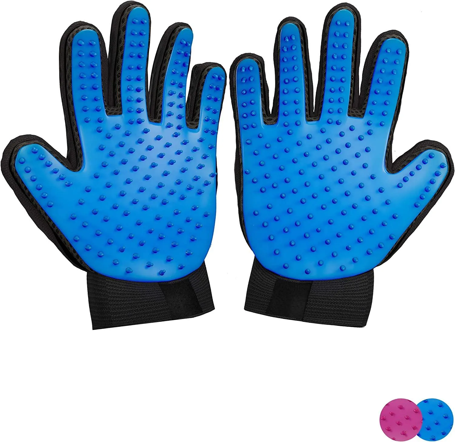 Pet Hair Remover Dog Grooming Glove Cat Brush Fur Removal Groomer Supplies for Short Haired Cats Puppy Dogs Horses Rabbits Massager Silicon Deshedding Mitt Efficient Gift (Blue 2 Pack)