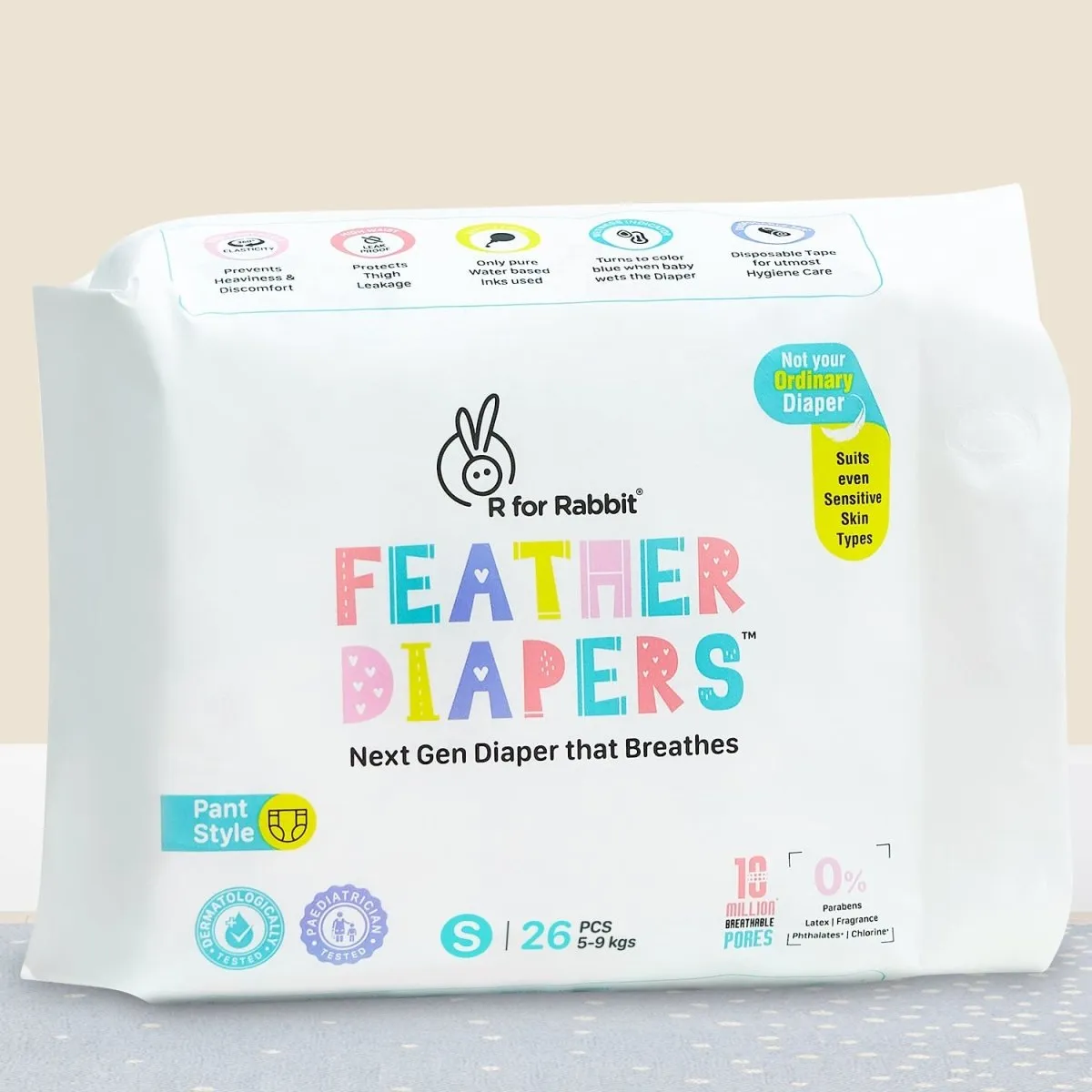 R for Rabbit Feather Diaper Pants- S (5-9 kg)
