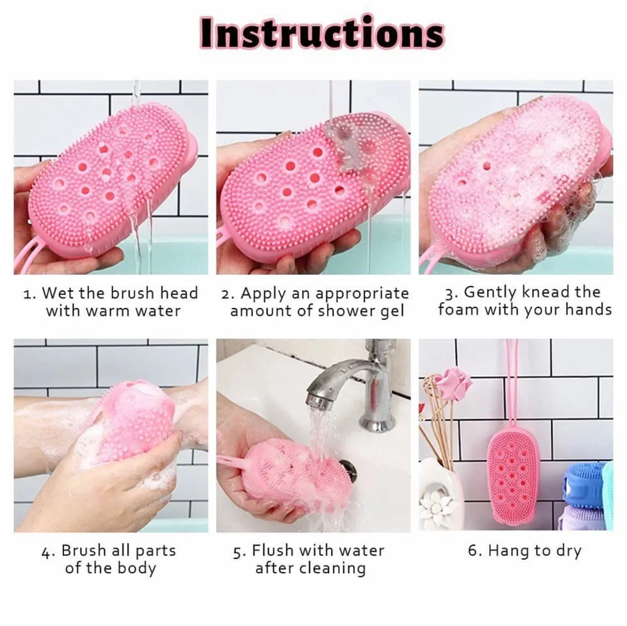 Silicone Bubble Bath Brush, Double Sided Soft Deep Cleaning Bubble Brush, Fast Foaming Full Body Spa Baby Showar Brush