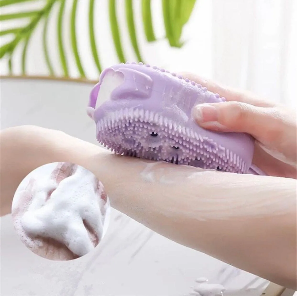 Silicone Bubble Bath Brush, Double Sided Soft Deep Cleaning Bubble Brush, Fast Foaming Full Body Spa Baby Showar Brush