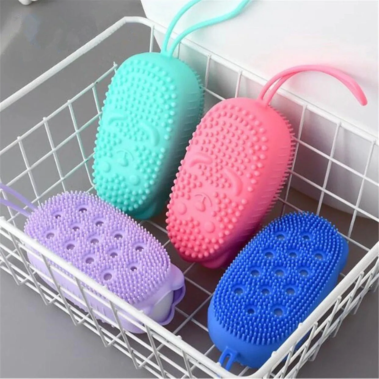 Silicone Bubble Bath Brush, Double Sided Soft Deep Cleaning Bubble Brush, Fast Foaming Full Body Spa Baby Showar Brush
