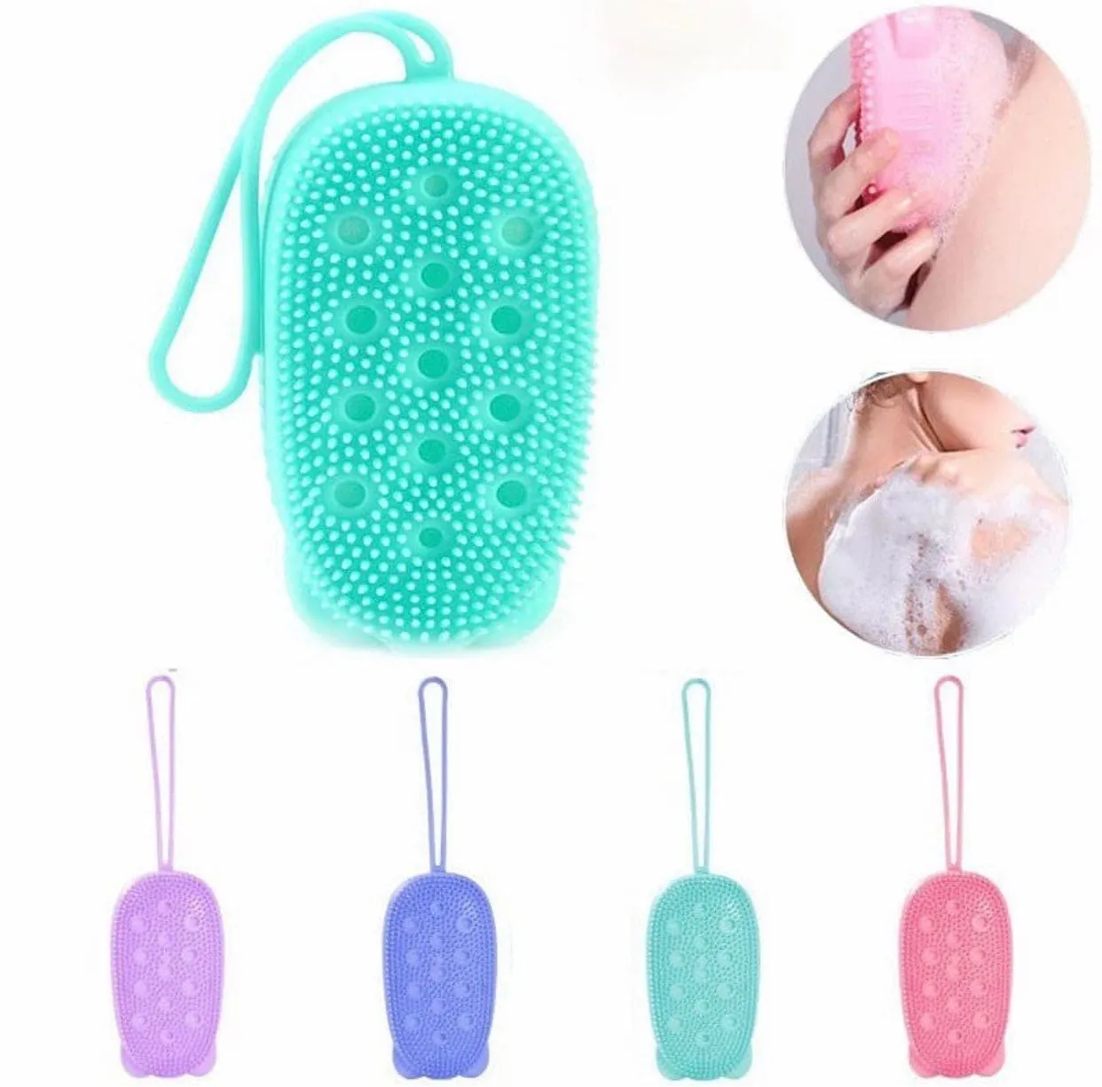 Silicone Bubble Bath Brush, Double Sided Soft Deep Cleaning Bubble Brush, Fast Foaming Full Body Spa Baby Showar Brush