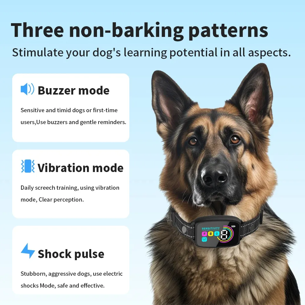 Smart Automatic Anti-Barking Dog Collar - Rechargeable, Waterproof, with HD Digital Display