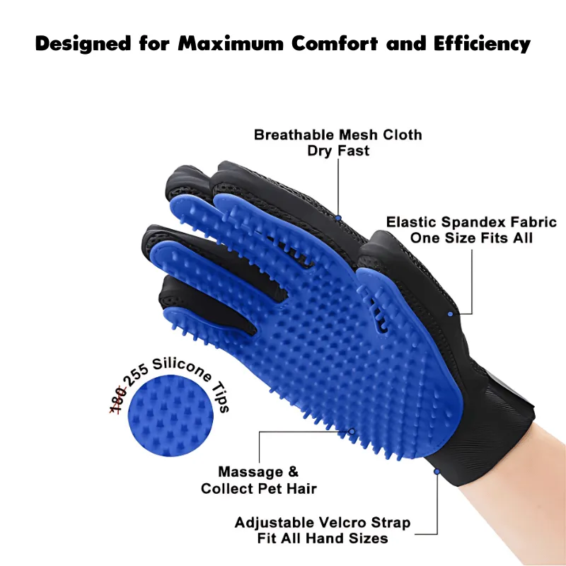 Upgraded Pet Grooming Gloves with Enhanced Silicone Tips