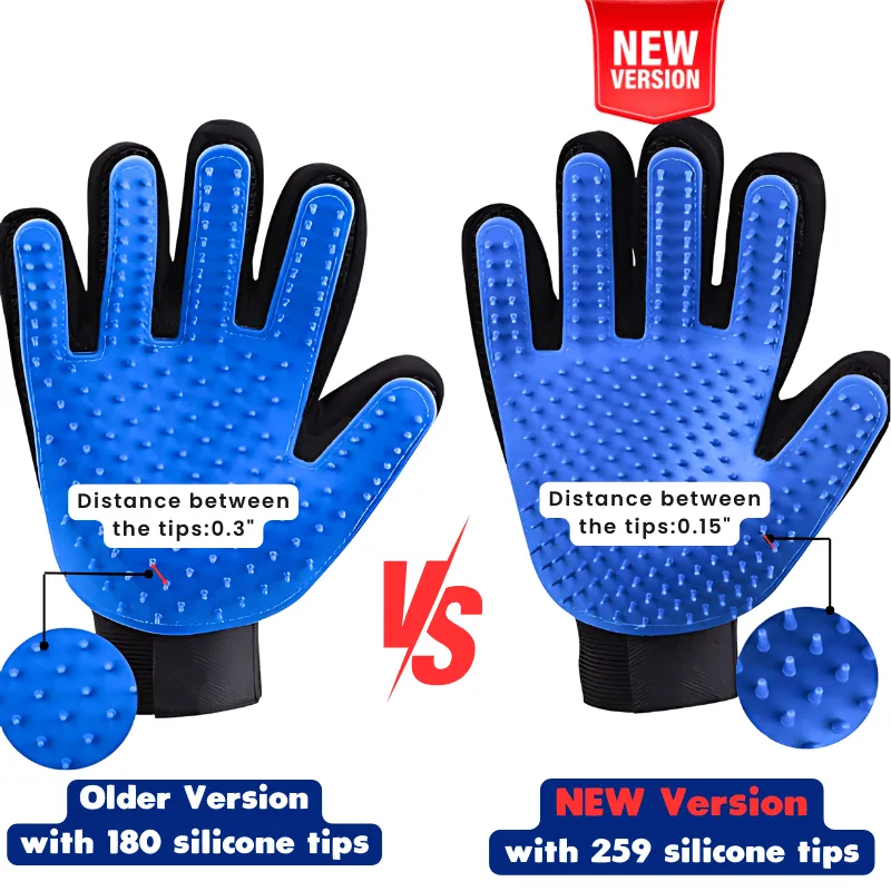 Upgraded Pet Grooming Gloves with Enhanced Silicone Tips