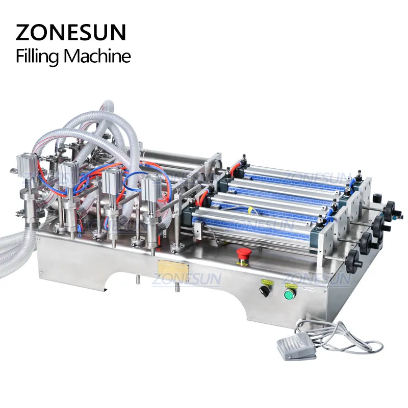 ZONESUN 4 Head Pneumatic Liquid Filling Machine For Hand Sanitizer Soap Alcohol