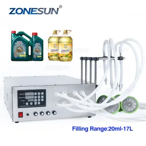 ZONESUN 4 Nozzles Liquid Bottle Filling Machine For Laundry Cooking Oil Water Juice Milk