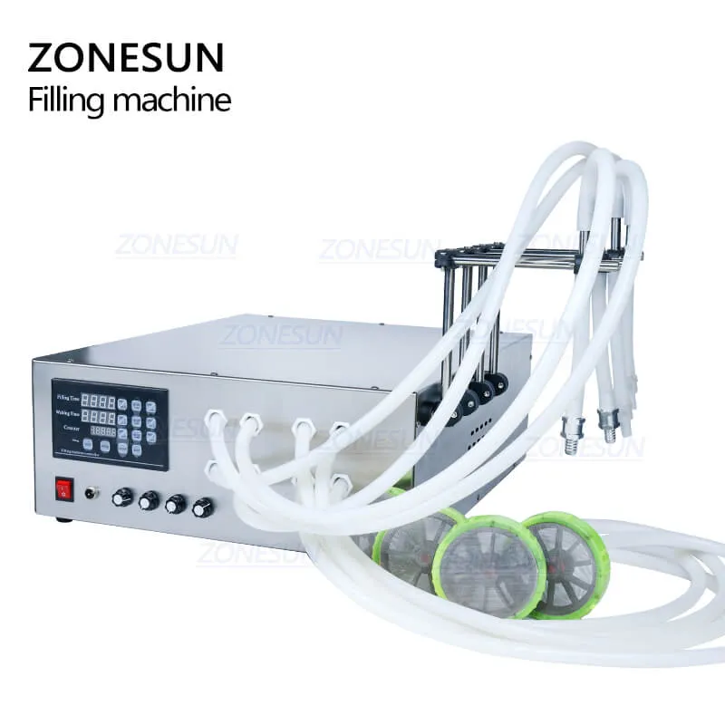 ZONESUN 4 Nozzles Liquid Bottle Filling Machine For Laundry Cooking Oil Water Juice Milk