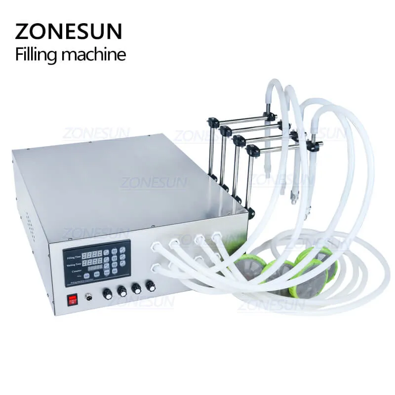 ZONESUN 4 Nozzles Liquid Bottle Filling Machine For Laundry Cooking Oil Water Juice Milk