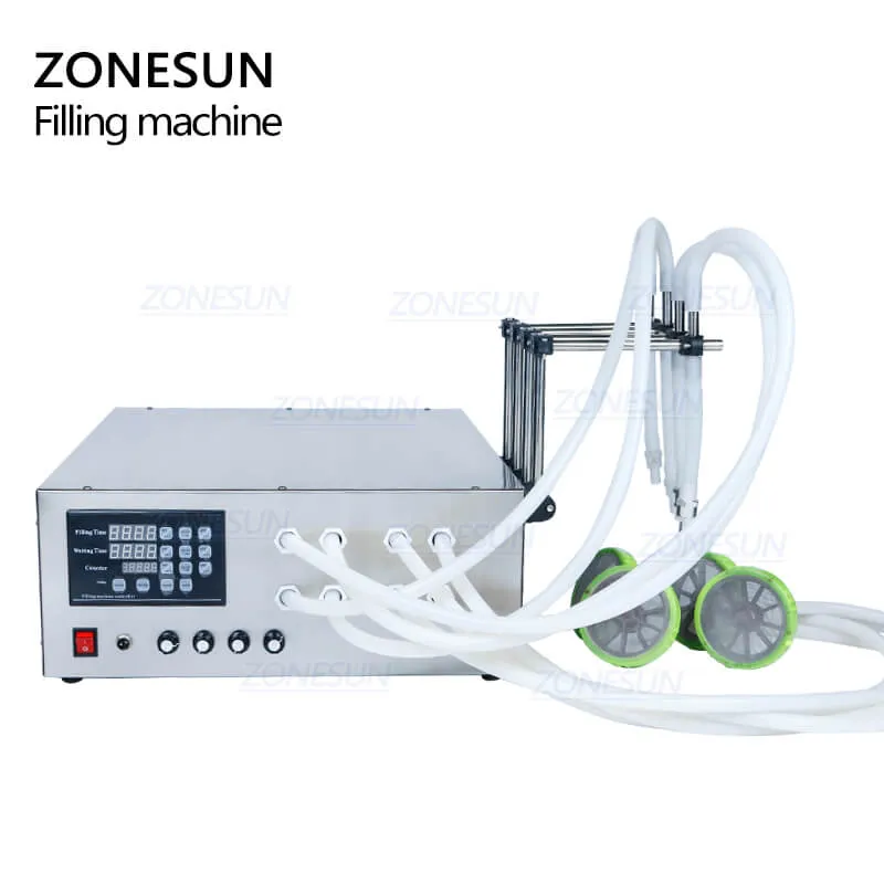 ZONESUN 4 Nozzles Liquid Bottle Filling Machine For Laundry Cooking Oil Water Juice Milk
