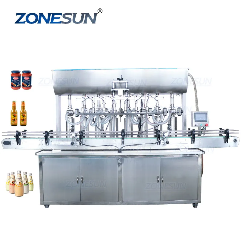 ZONESUN 8 Nozzle Automatic Paste Filling Machine For Honey Sauce Cream