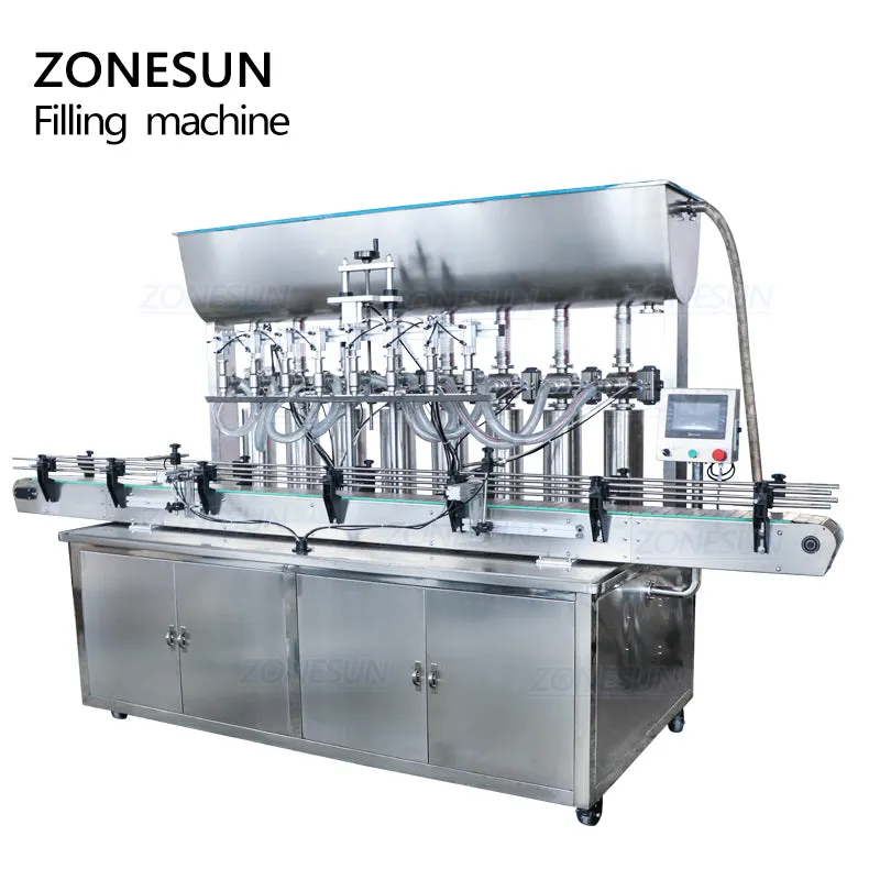 ZONESUN 8 Nozzle Automatic Paste Filling Machine For Honey Sauce Cream