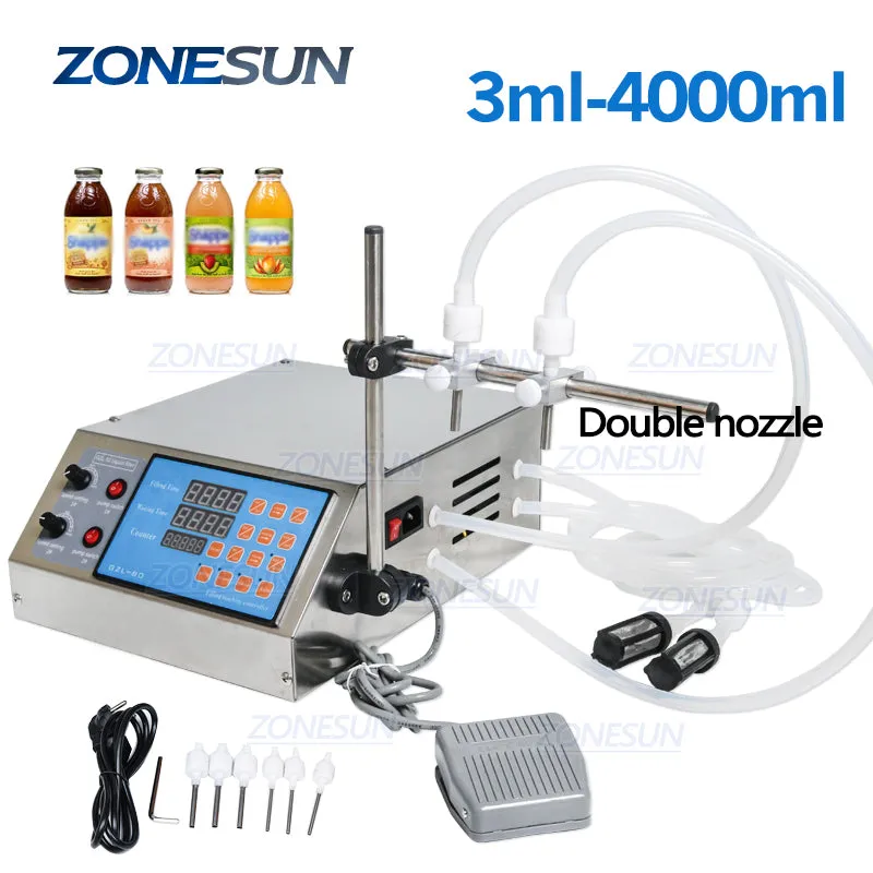 ZONESUN Double Nozzles Liquid Filling Machine For Perfume Water Beverage