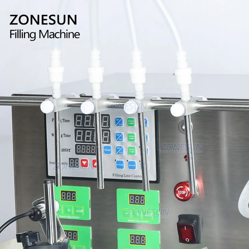 ZONESUN Full Automatic Desktop Liquid Filling Machine With Conveyor For Perfume Wine Water Filler