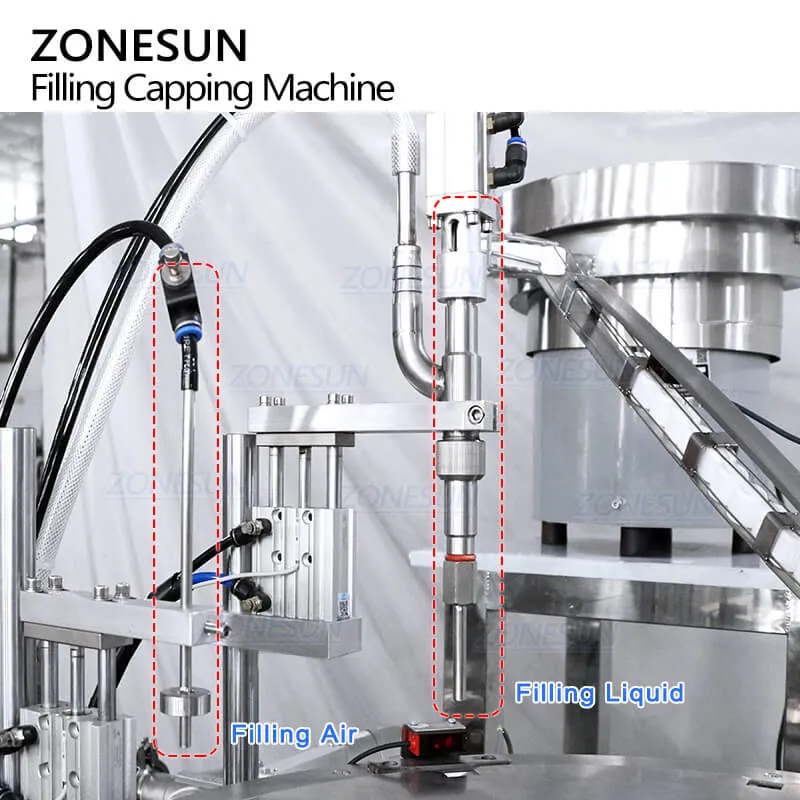 ZONESUN ZS-AFC12D Desktop Piston Pump Liquid Spout Pouch Bag Filling Capping Machine For Laundry Detergent Juice