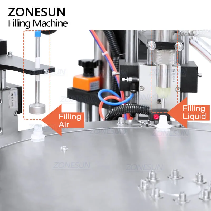 ZONESUN ZS-AFC12D Desktop Piston Pump Liquid Spout Pouch Bag Filling Capping Machine For Laundry Detergent Juice