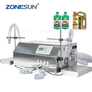 ZONESUN ZS-DP432W Double Nozzles Diaphragm Pump Cosmetics Shampoo Liquid Glass Bottle Filling Weighing Machine