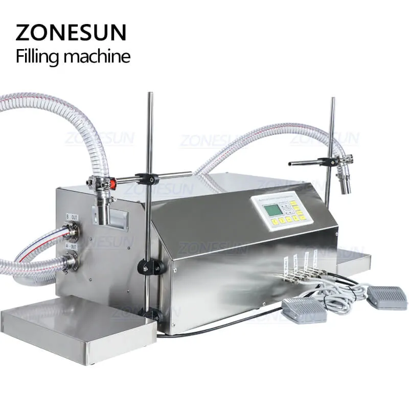 ZONESUN ZS-DP432W Double Nozzles Diaphragm Pump Cosmetics Shampoo Liquid Glass Bottle Filling Weighing Machine