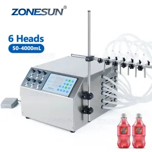 ZONESUN ZS-DPYT6P 6 Heads Semi-automatic Liquid Filling Machine For Perfume Water Juice Oil Cosmetics
