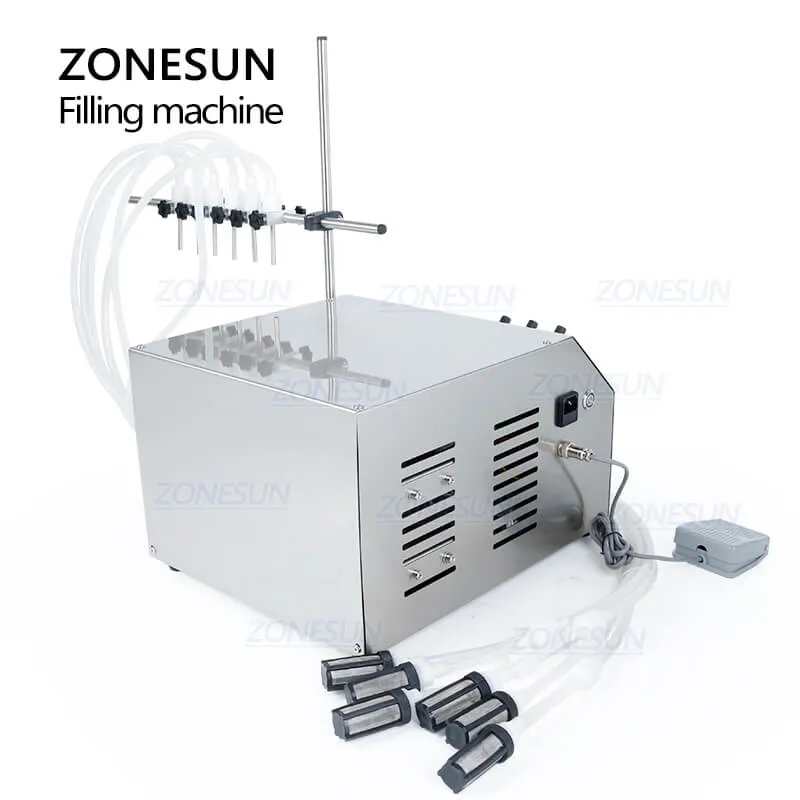 ZONESUN ZS-DPYT6P 6 Heads Semi-automatic Liquid Filling Machine For Perfume Water Juice Oil Cosmetics