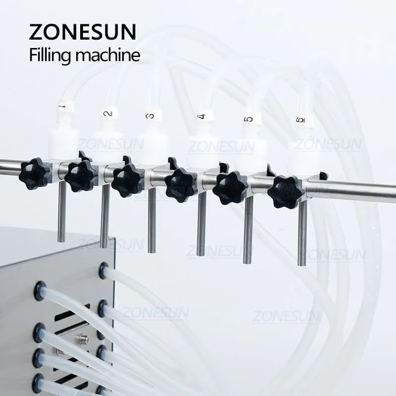 ZONESUN ZS-DPYT6P 6 Heads Semi-automatic Liquid Filling Machine For Perfume Water Juice Oil Cosmetics