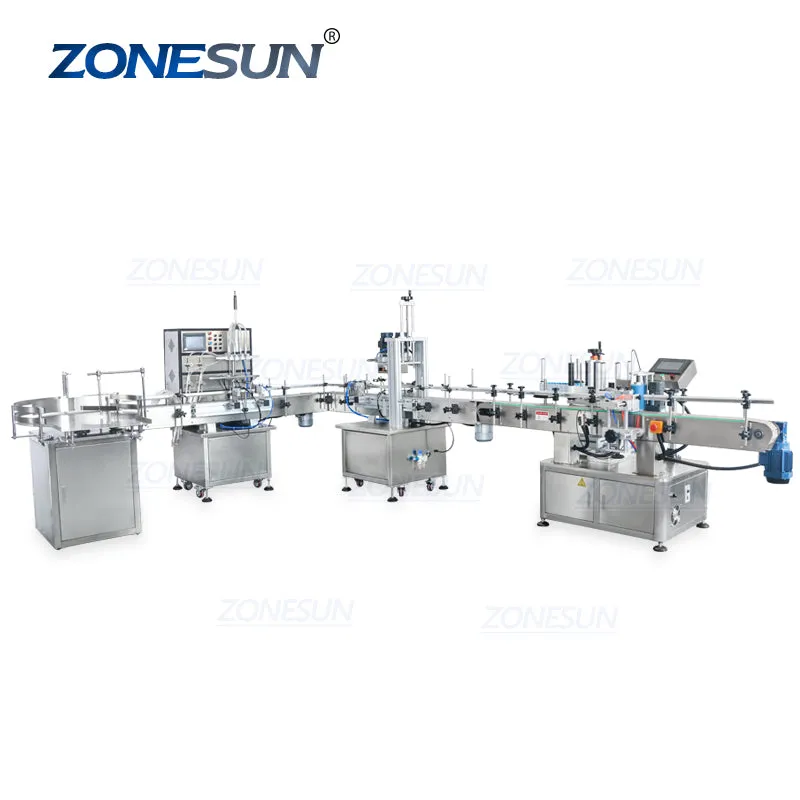 ZONESUN ZS-FAL90 Full Automatic L Configuration Water Bottle Liquid Soap Filling Capping And Labeling Machine