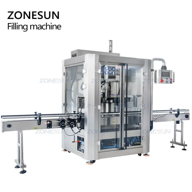 ZONESUN ZS-VTPF2 Servo Motor Automatic Peanut Butter Honey Jam Juice Ketchup Paste Bottle Following Tracking High Speed Filling Machine