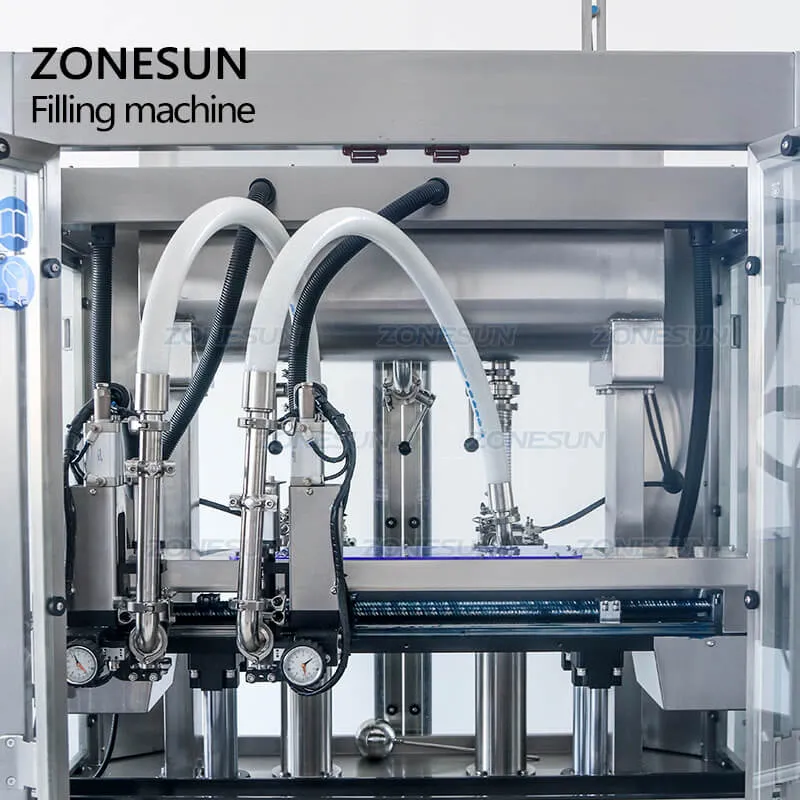 ZONESUN ZS-VTPF2 Servo Motor Automatic Peanut Butter Honey Jam Juice Ketchup Paste Bottle Following Tracking High Speed Filling Machine