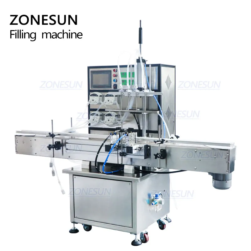 ZONESUN ZS-VTPP80C Peristaltic Pump Liquid Perfume Filling Machine For Cosmetics Jar Bottle