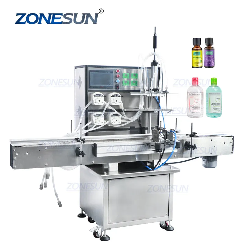 ZONESUN ZS-VTPP80C Peristaltic Pump Liquid Perfume Filling Machine For Cosmetics Jar Bottle
