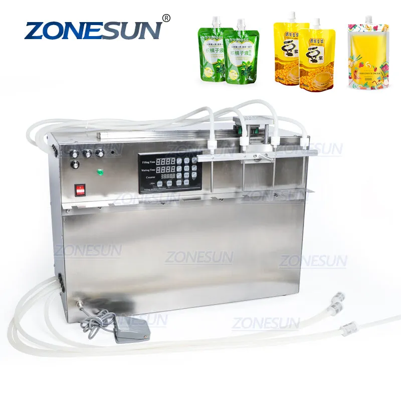 ZS-DPSP4 4 Heads Stand-up Beverage  Bag Spout Pouch Liquid Filling Machine For Juice Water Milk