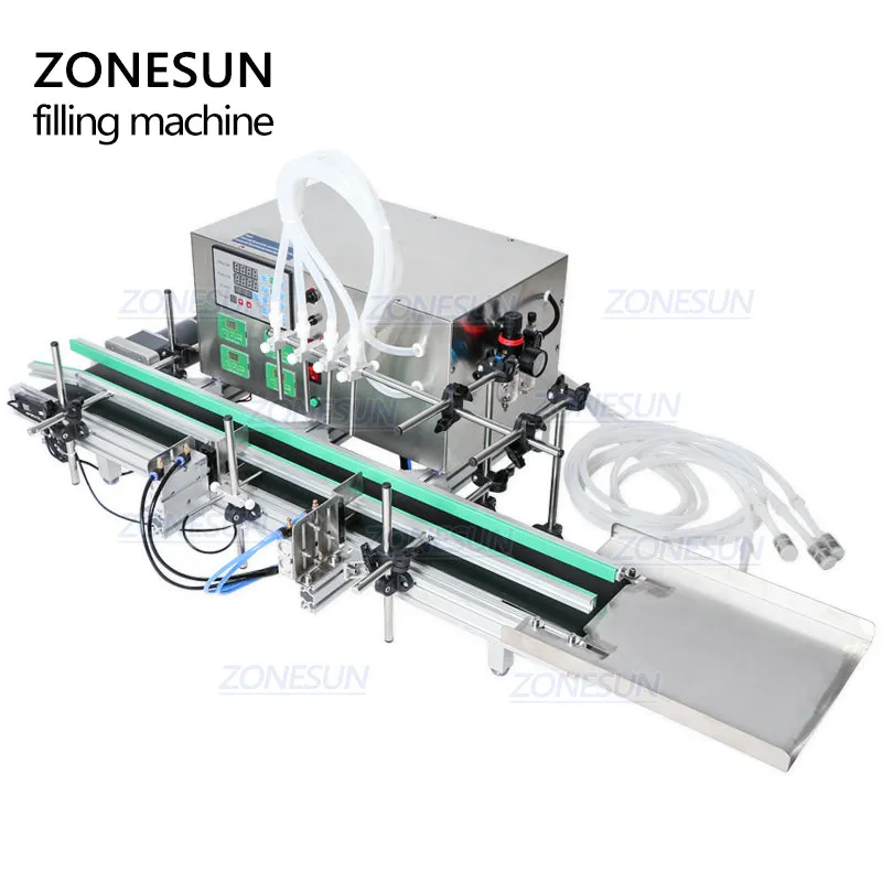 ZS-DTDP4 Full Automatic Desktop CNC Liquid Filling Machine With Conveyor 110V-220V For Perfume Filling Machine Water Filler